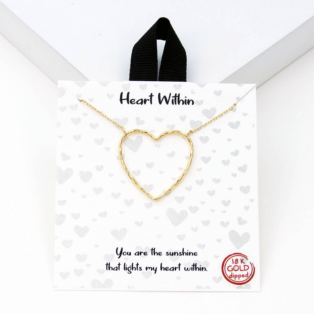 Gold-Dipped Hollow Heart Pendant Necklace