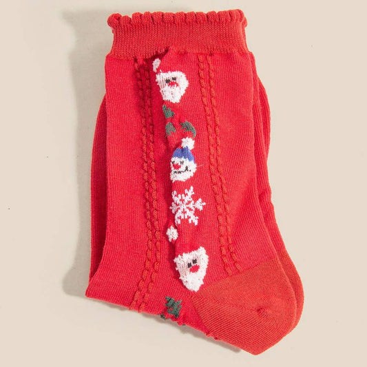 Embroidered Snowman and Santa Socks