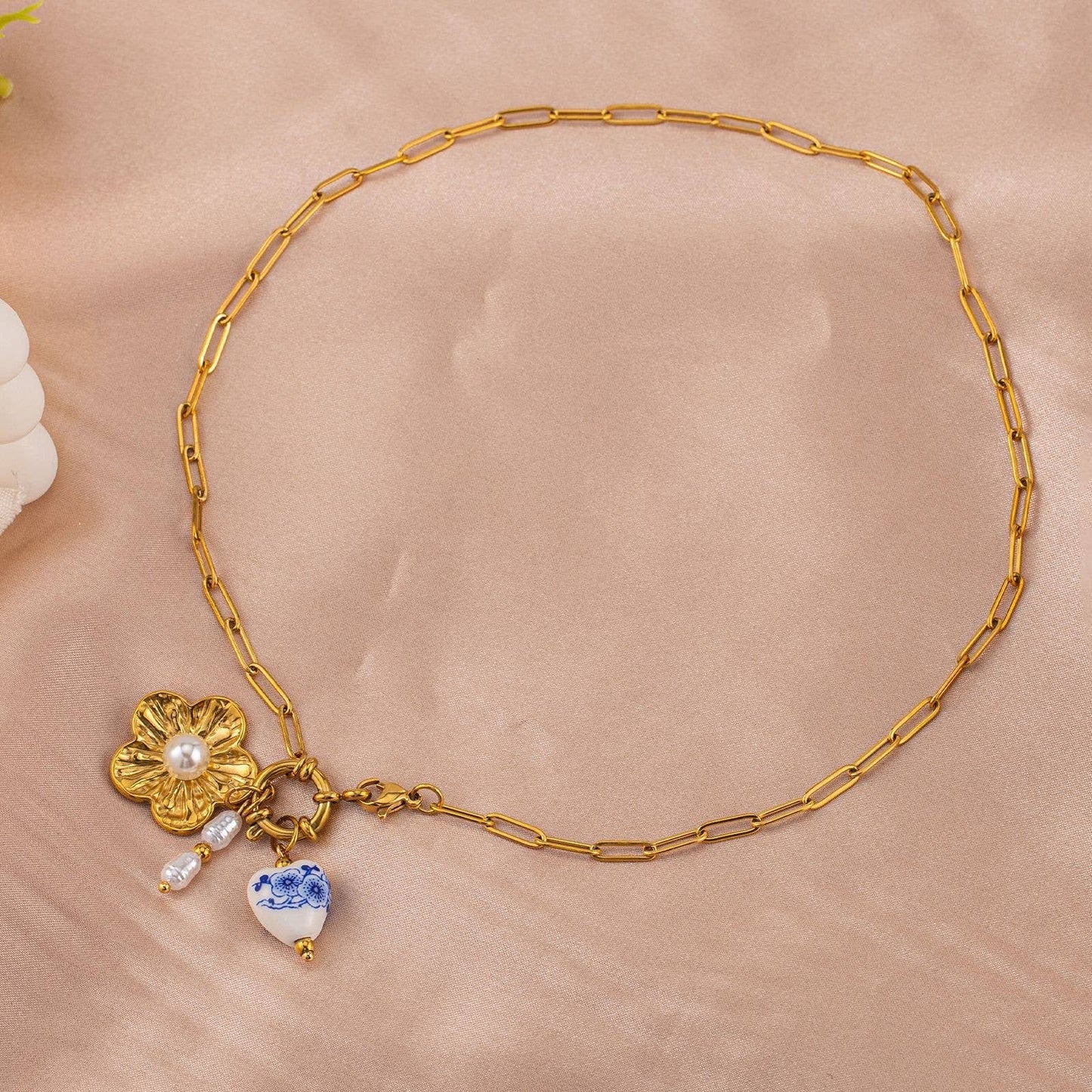 Flower Charm Necklace- 18K Gold Dipped