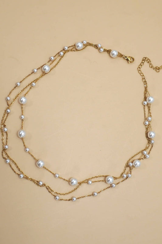 Pearl Layered Necklace | 18K Dipped Gold