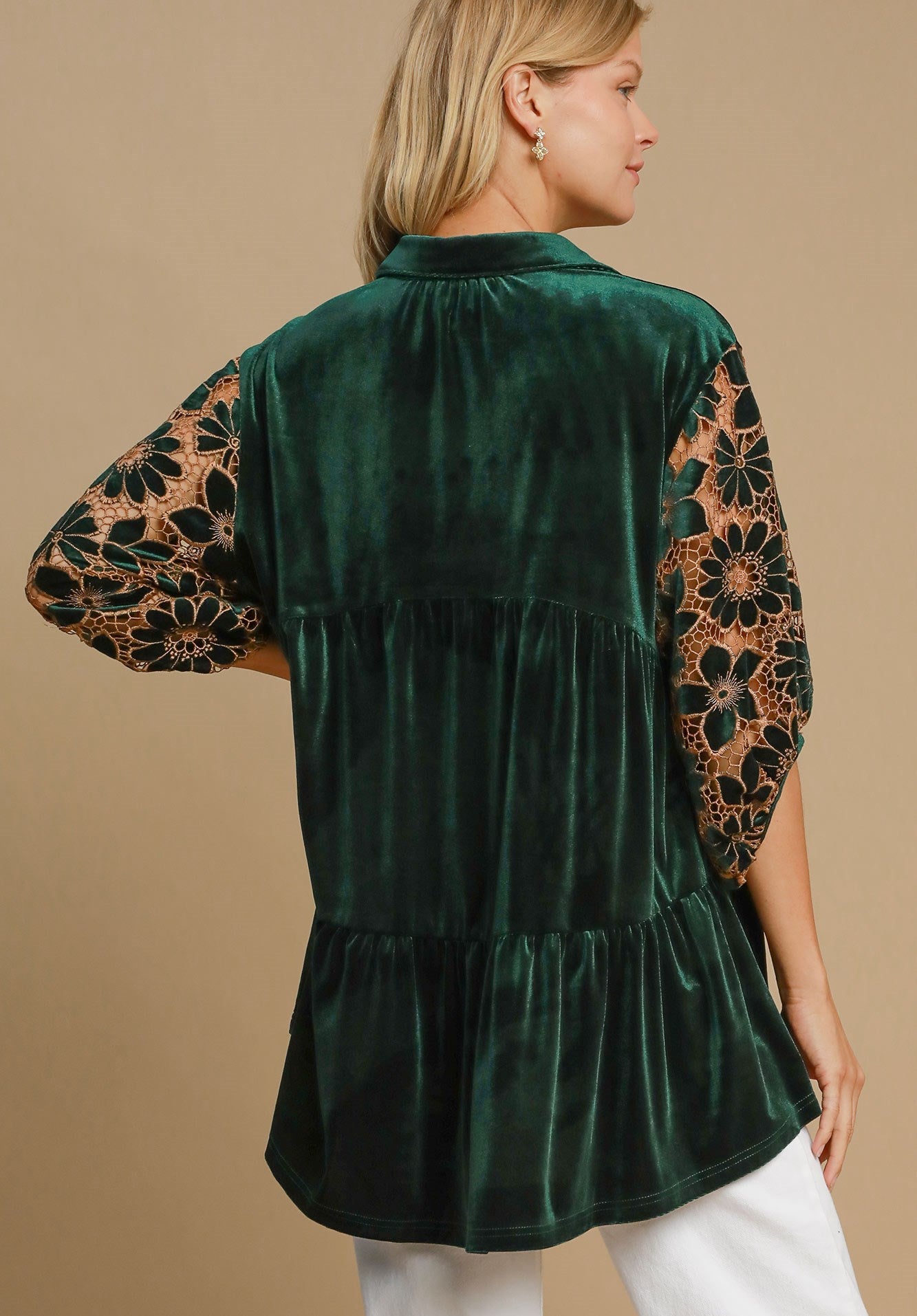 Floral Velvet Holiday Tunic | Green
