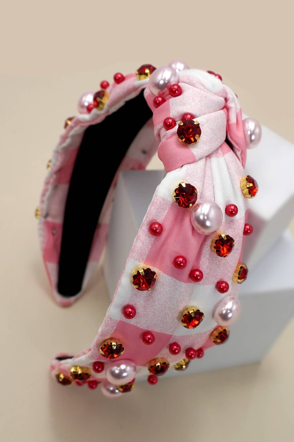 Plaid Headband- Pink