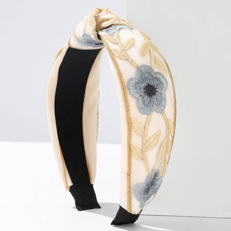 Blue/Tan Floral Headband