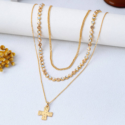Multi-Layered Cross Pendant Necklace