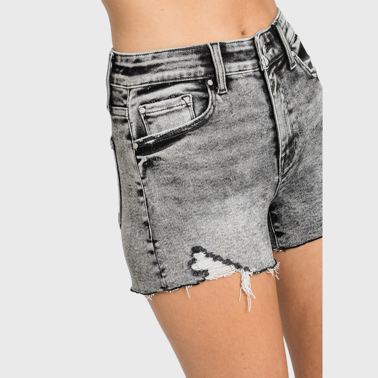 Grey Acid Wash Shorts