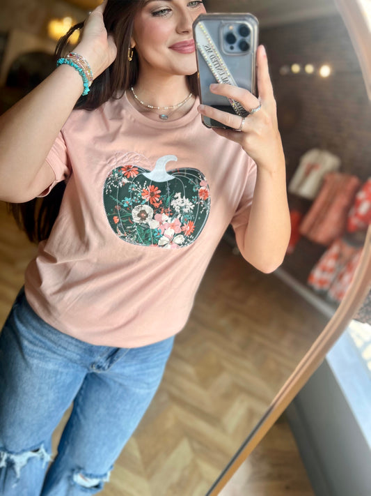 Pumpkin Embroidered Tee