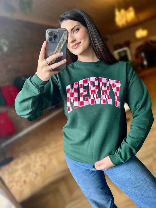 Merry Checkerboard Sweatshirt