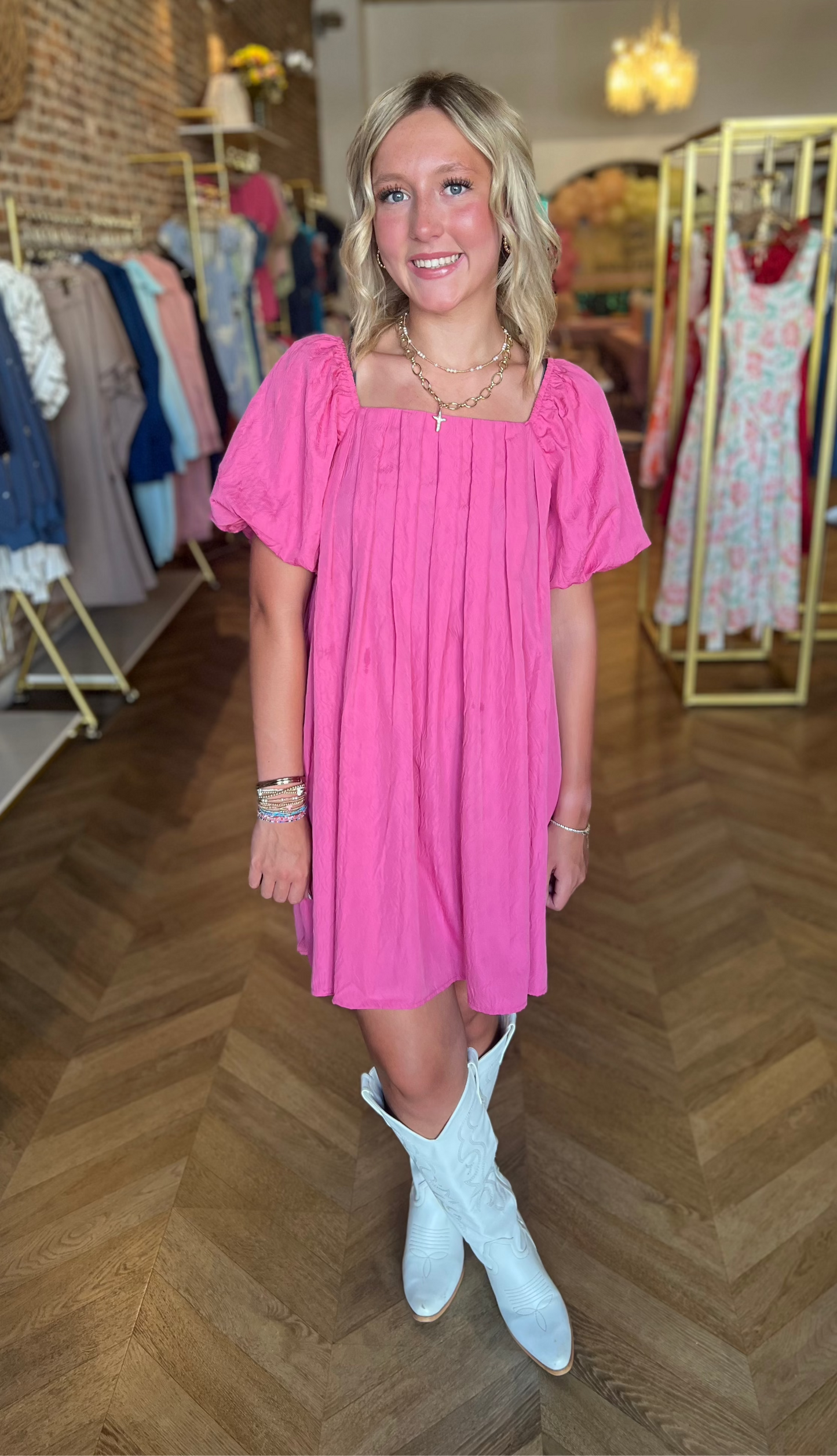 Queen Of Puff Dress- Pink
