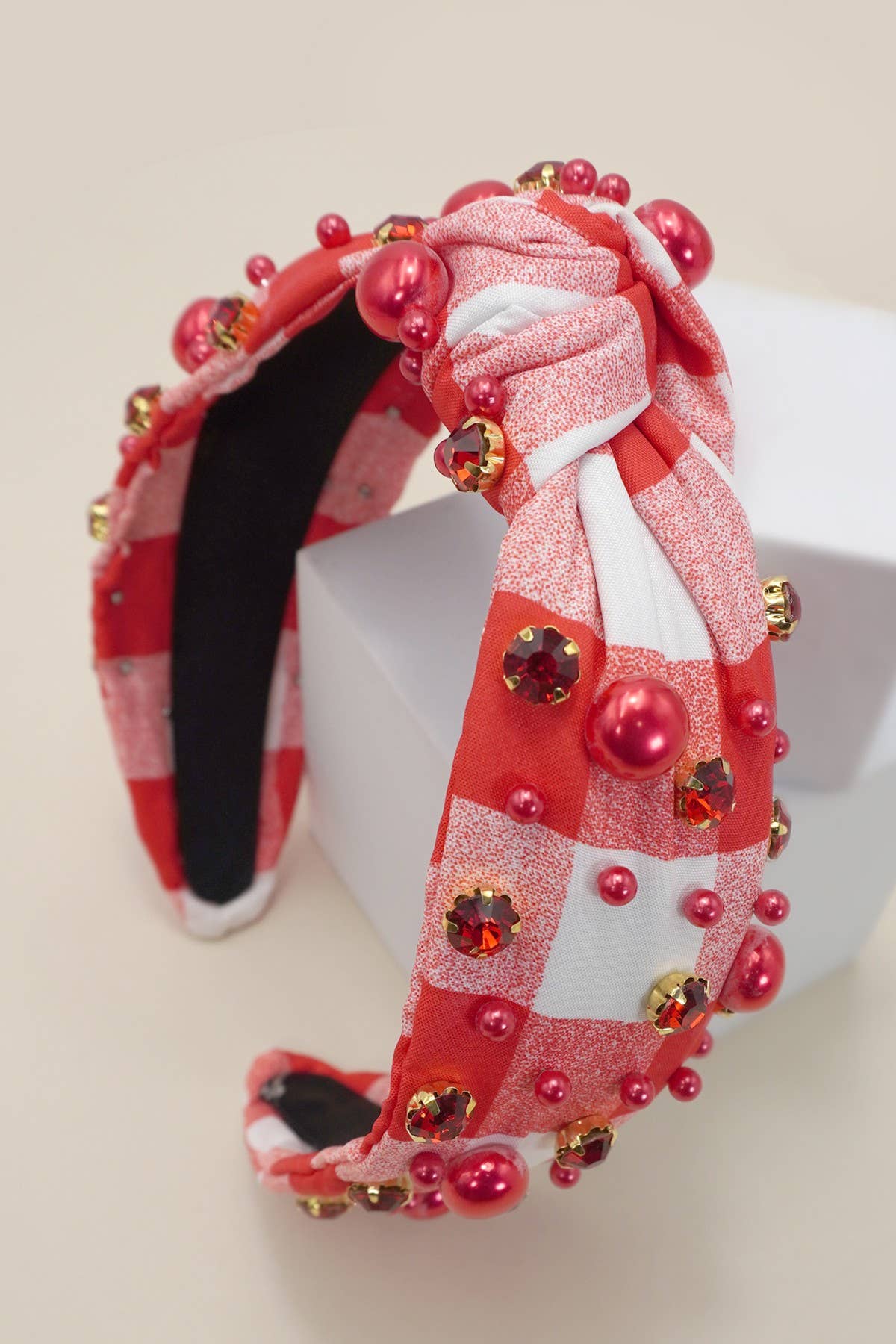 Plaid Headband- Red
