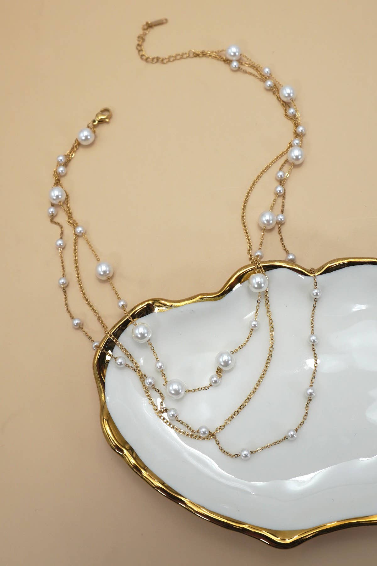 Pearl Layered Necklace | 18K Dipped Gold