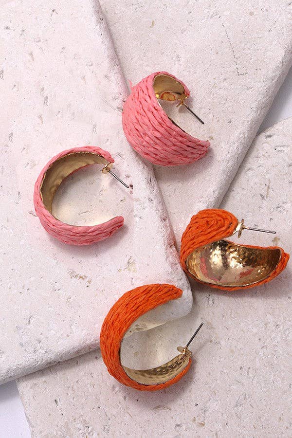 Orange Raffia Hoops