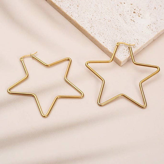 18K Dipped Star Hoops