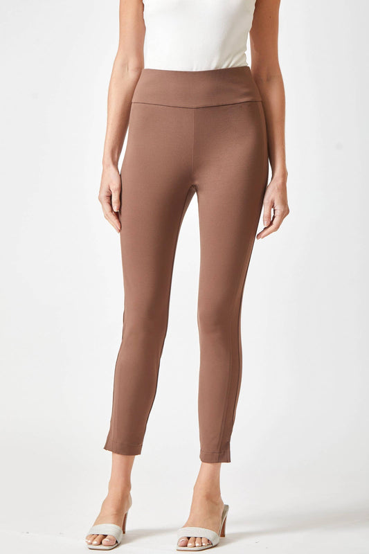 Magic High Waisted 28" Skinny Pants: Brown