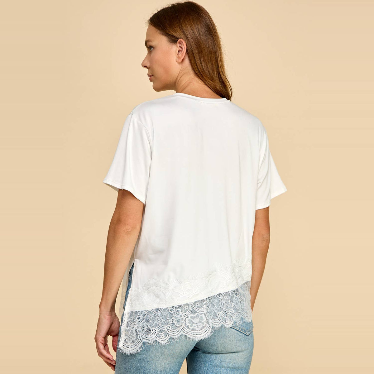 Lace Trim Top- White