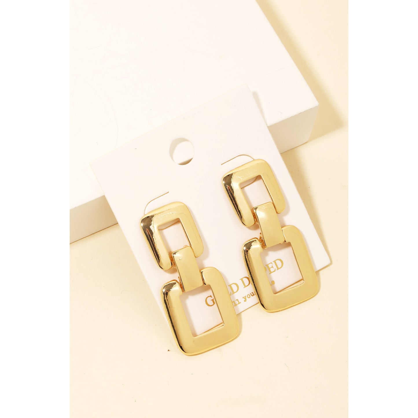 Gold Dipped Square Drop Earrings