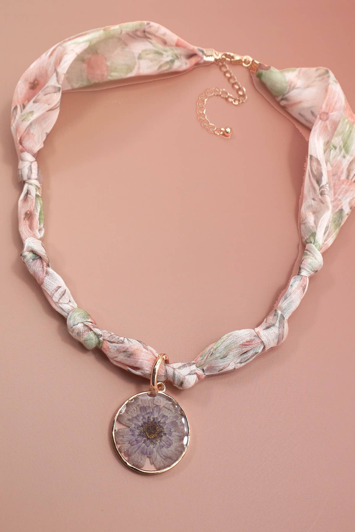 Pressed Flower Scarf Necklace