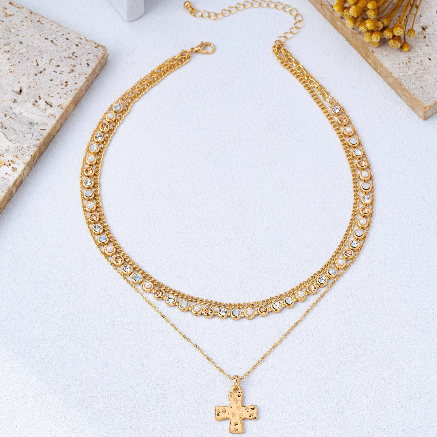 Multi-Layered Cross Pendant Necklace