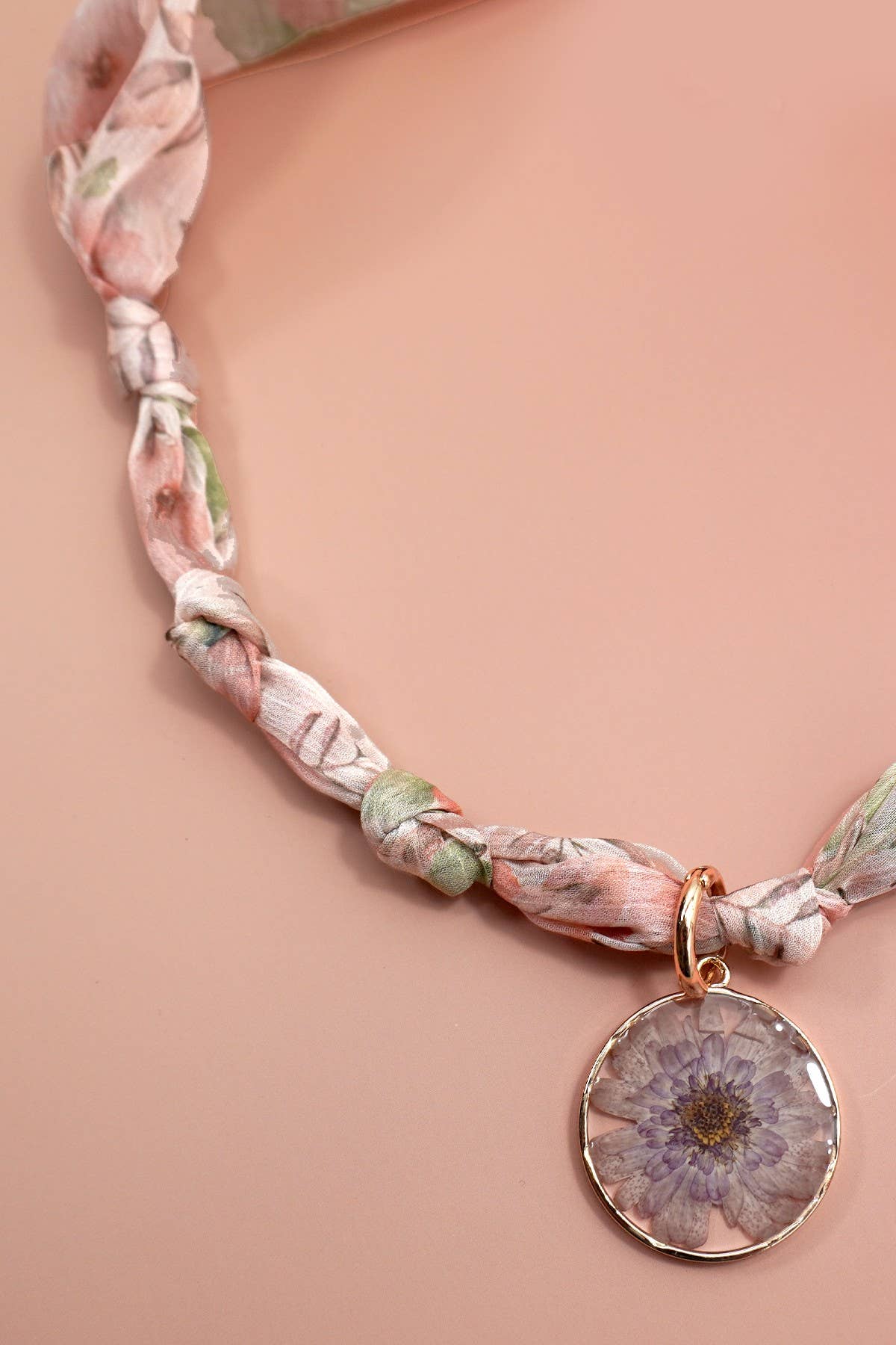 Pressed Flower Scarf Necklace