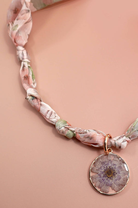 Pressed Flower Scarf Necklace