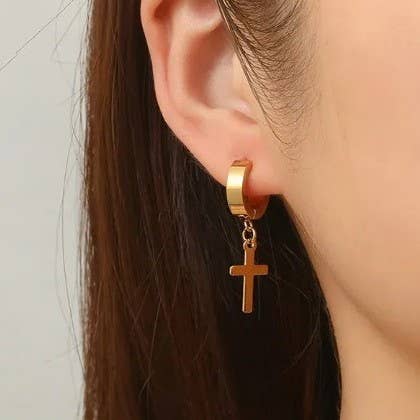 18K Dipped Cross Earrings