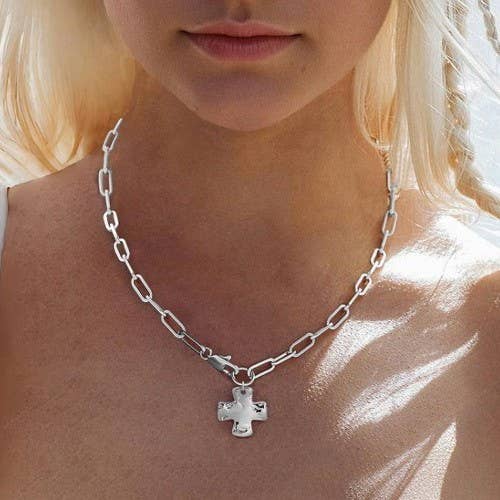 Silver Hammered Necklace