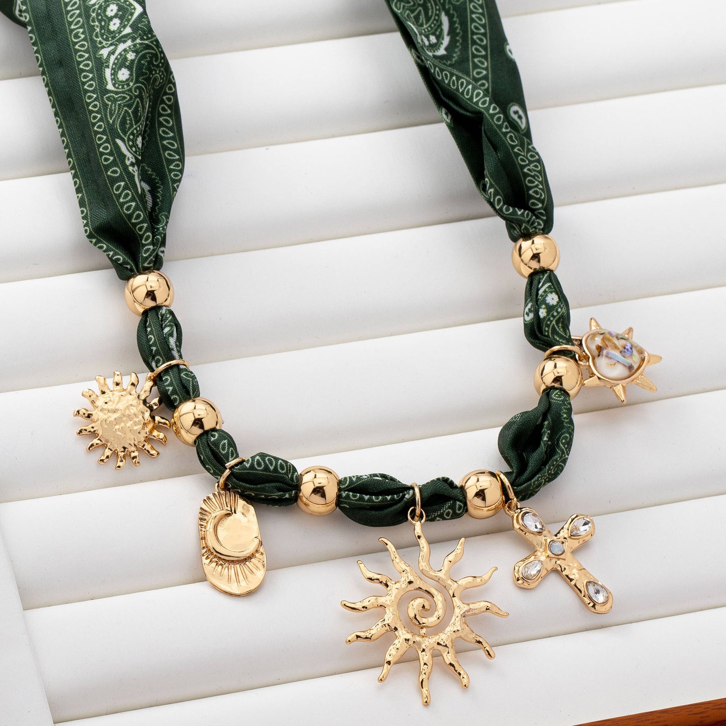Green Scarf Charm Necklace