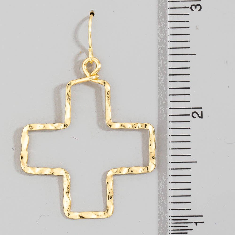 Hammered Cross Earrings