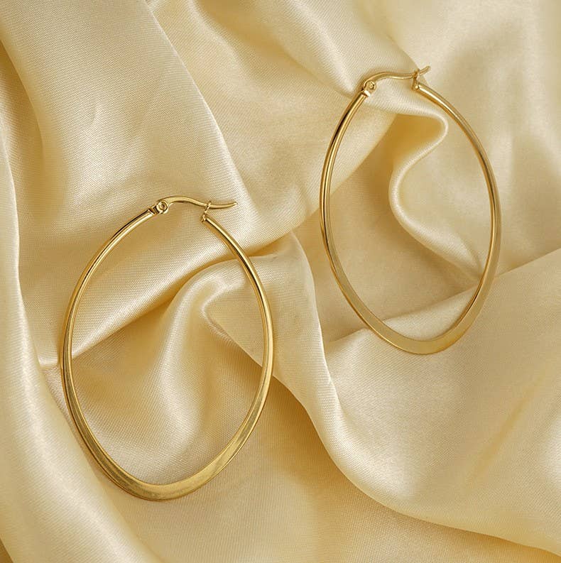 18K Dipped Oval Hoops
