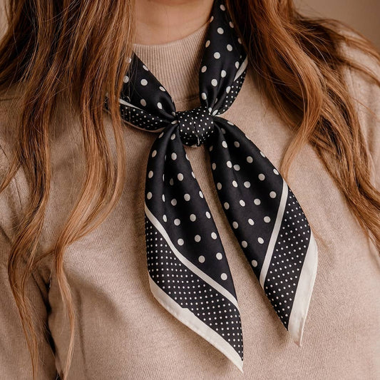 Black Polka Dot Bandana Scarf