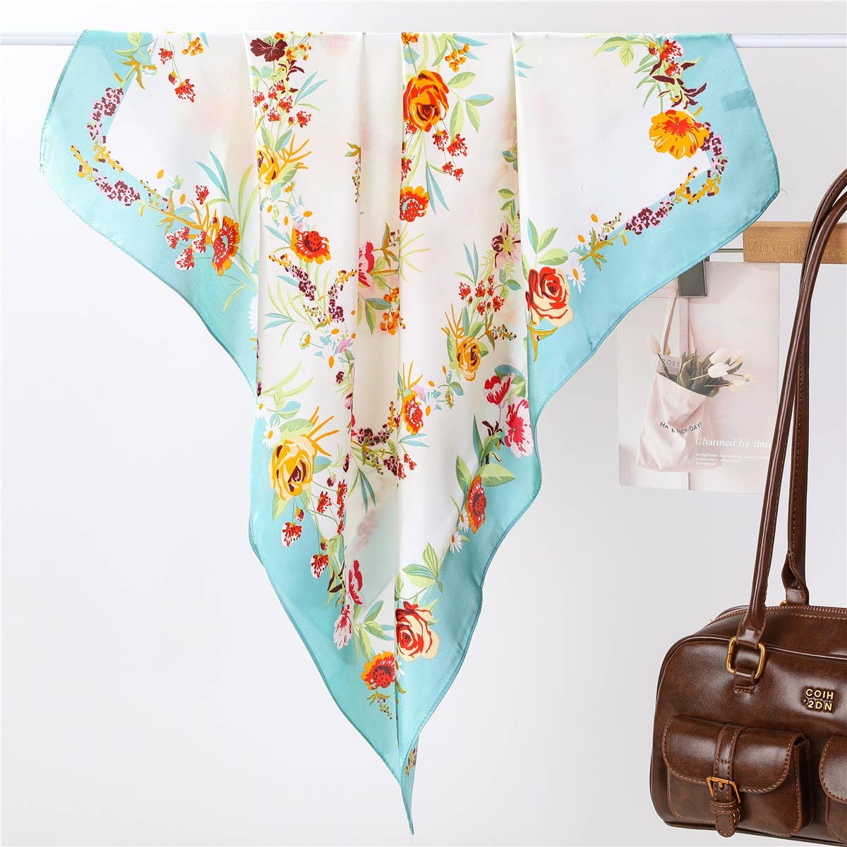 Blue Floral Bandana Scarf