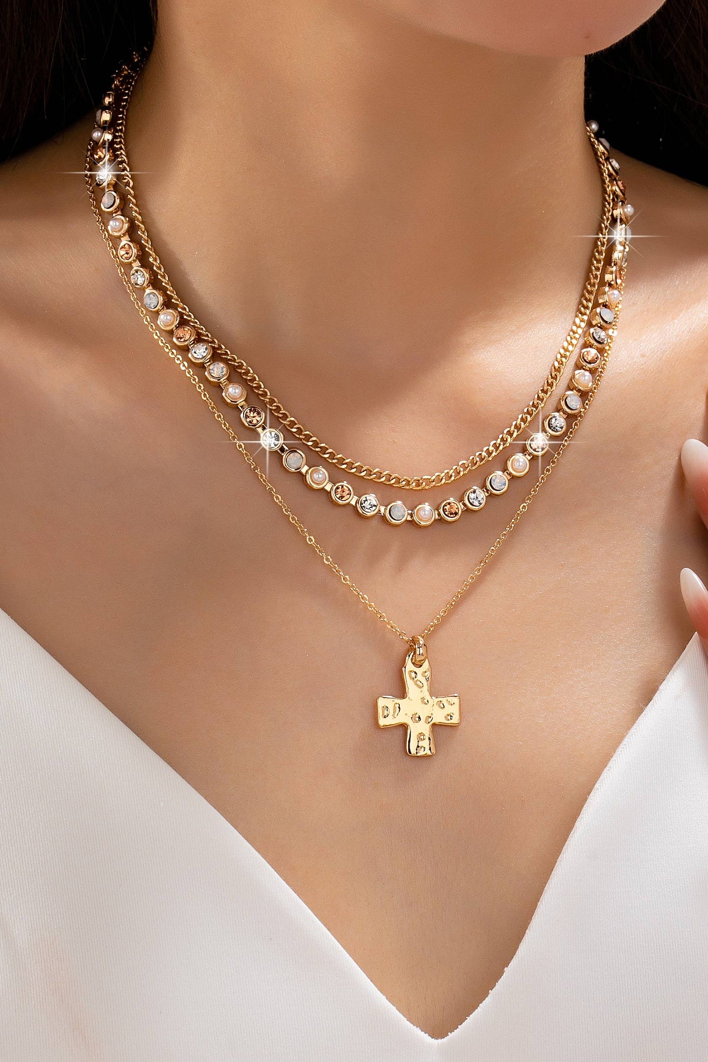Multi-Layered Cross Pendant Necklace