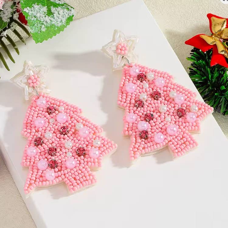 Pink Tree Earrings