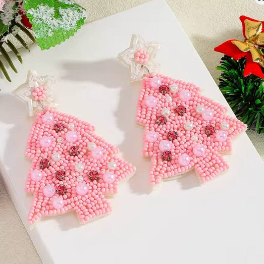 Pink Tree Earrings