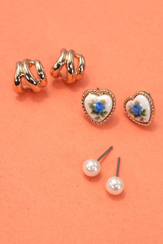Heart Trio Earrings
