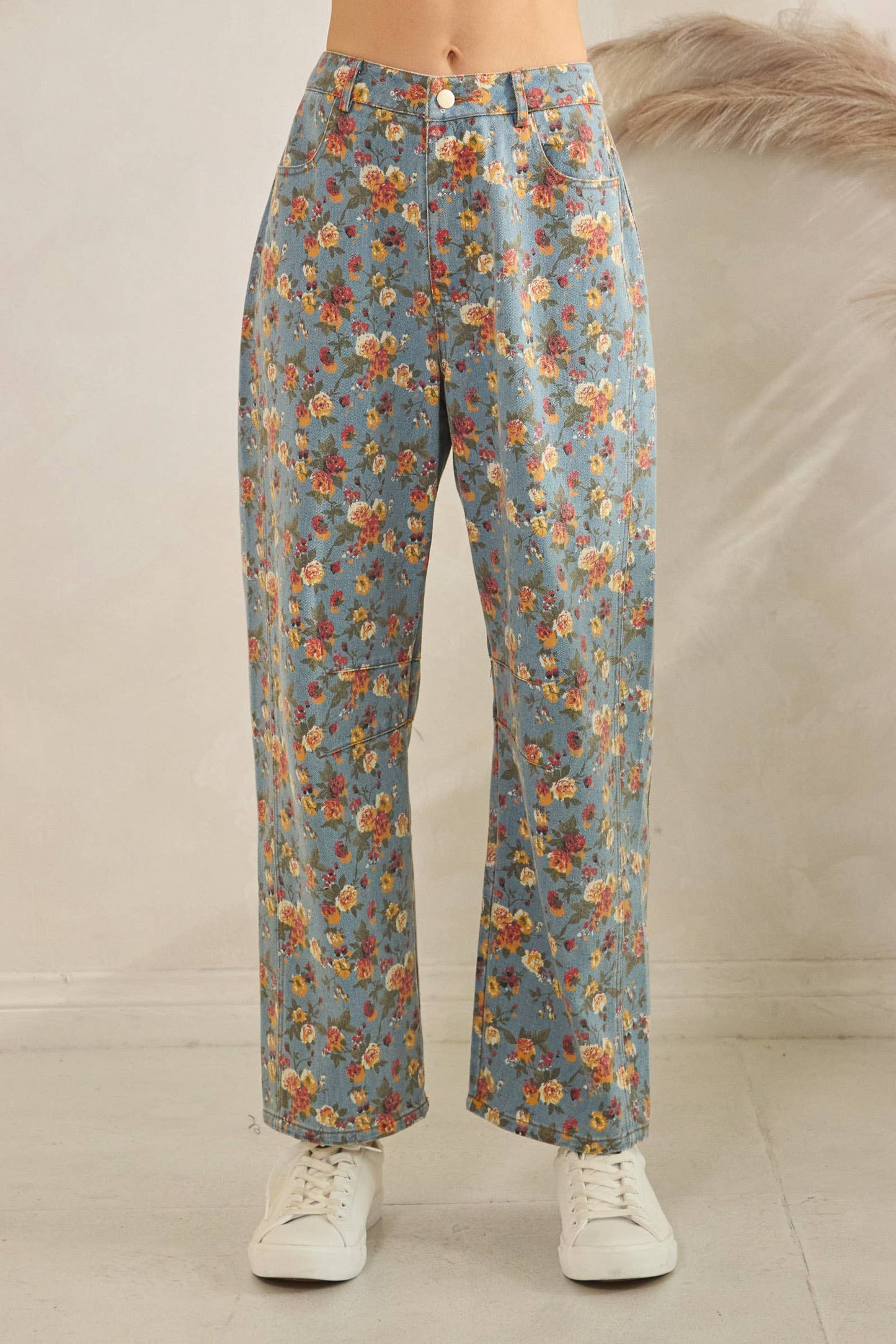 Floral Barrel Jeans