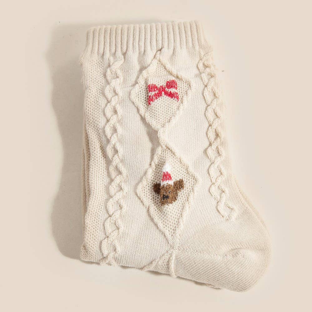 Embroidered Bear Socks