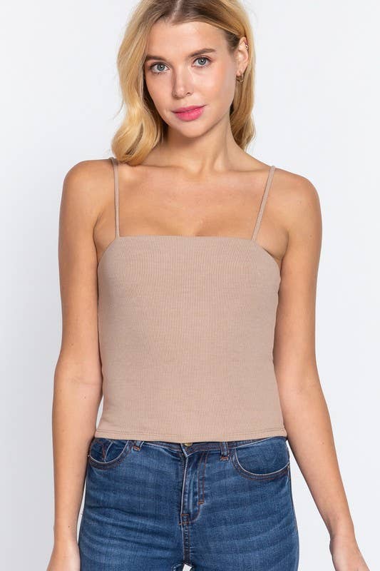 Rib Knit Cami- Taupe