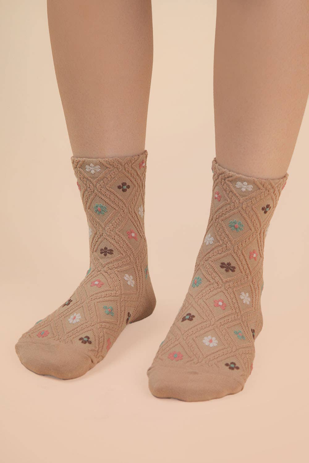 Floral Socks (Tan)