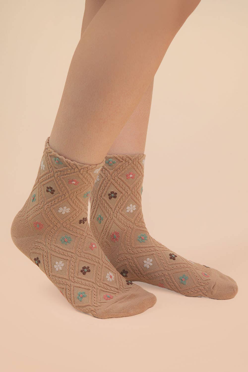 Floral Socks (Tan)