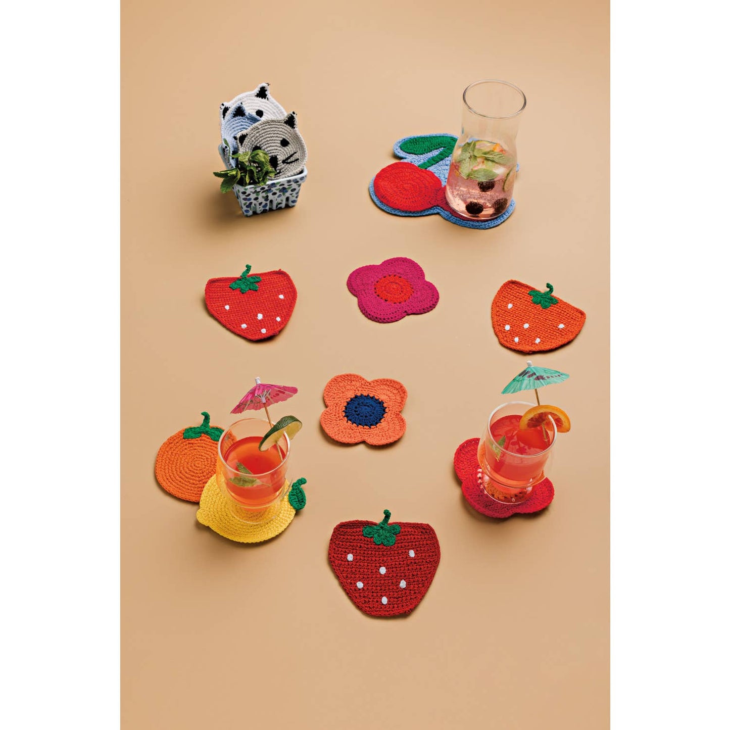 Poppy Crochet Coasters Set