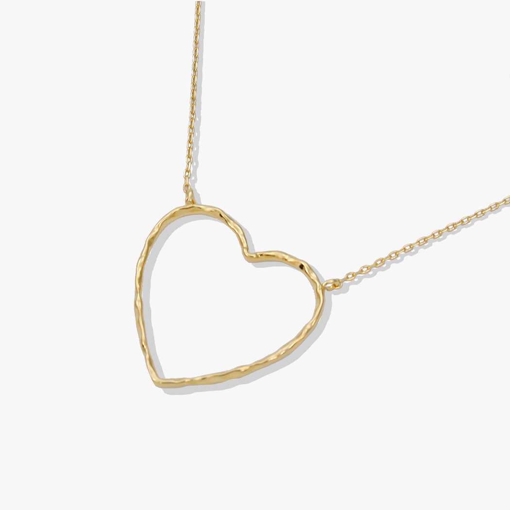 Gold-Dipped Hollow Heart Pendant Necklace
