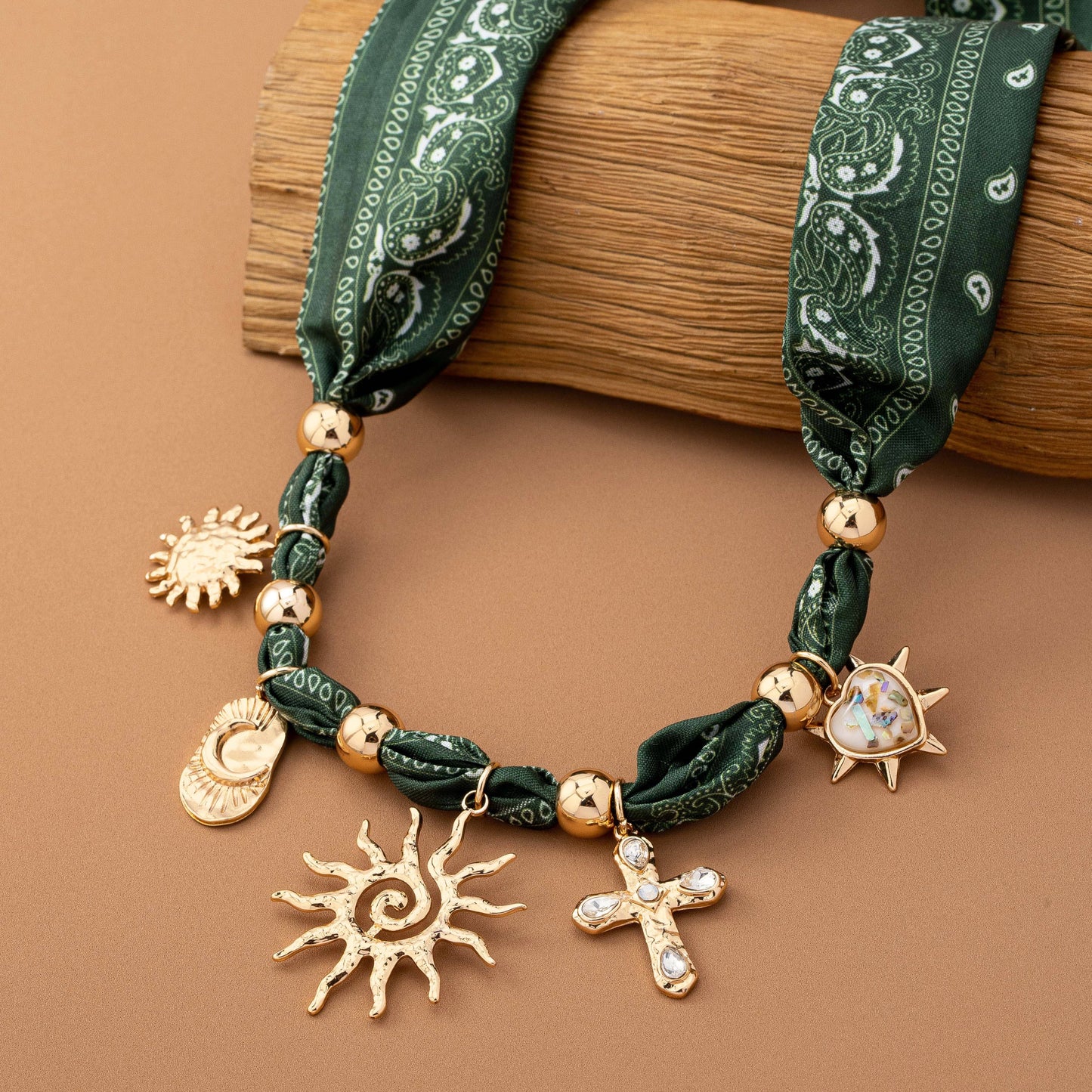 Green Scarf Charm Necklace
