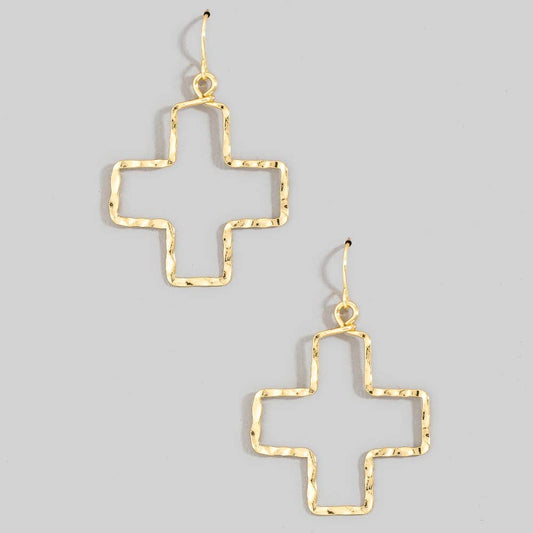 Hammered Cross Earrings