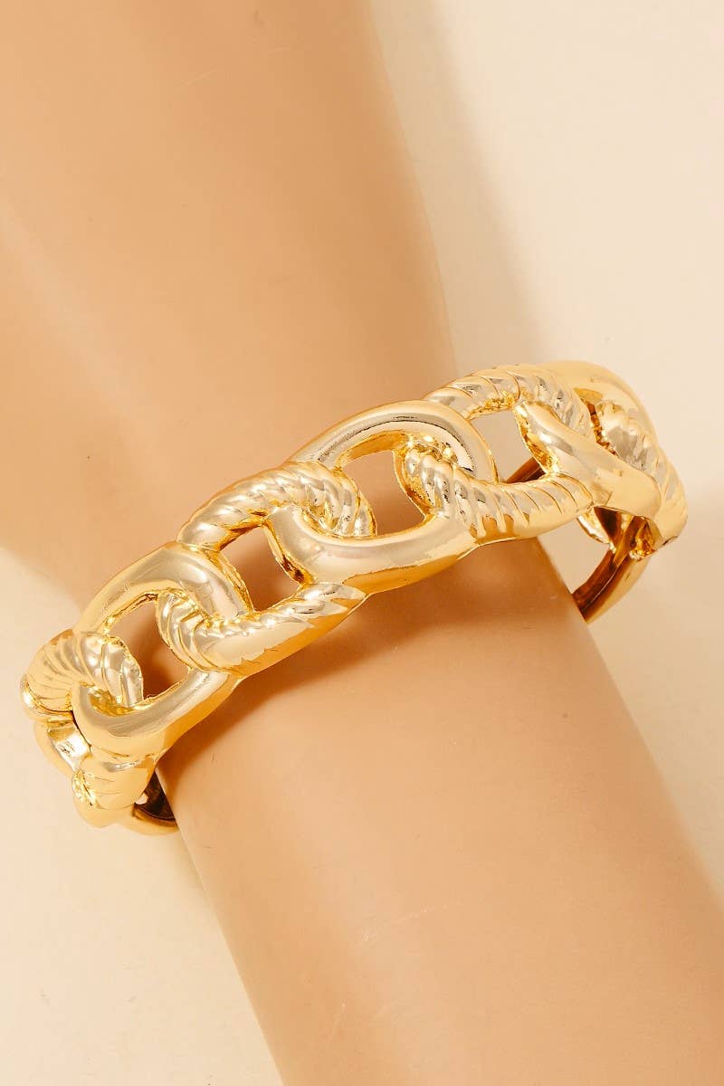 Solid Metallic Chain Hinge Bangle