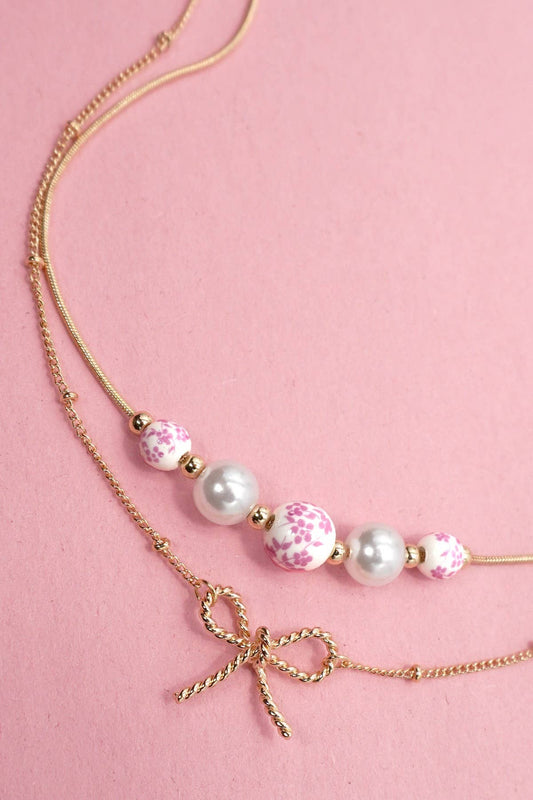 All in the Bow Layered Necklace: Anti-Tarnish