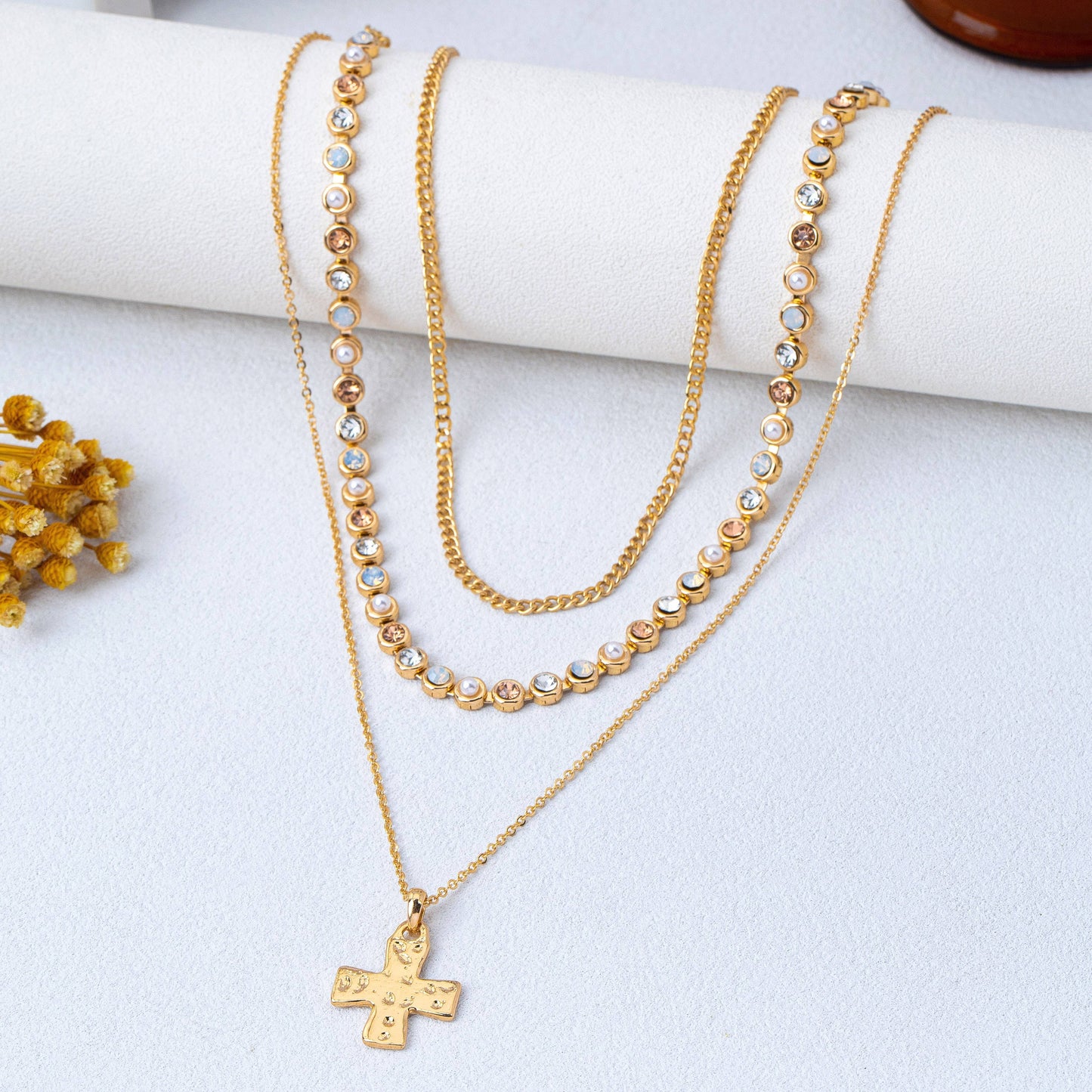 Multi-Layered Cross Pendant Necklace