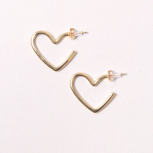 14K Gold-Dipped Heart Hoop