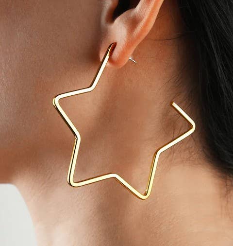18K Dipped Star Hoops