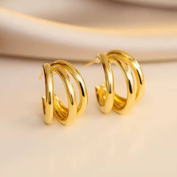 18K STAINLESS STEEL WATERPROOF TARNISH FREE HOOPS