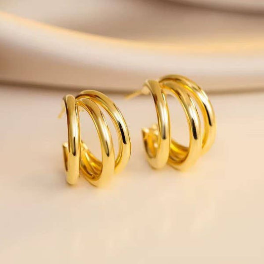 18K STAINLESS STEEL WATERPROOF TARNISH FREE HOOPS